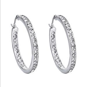 Crystal Ear Button Circle Earrings